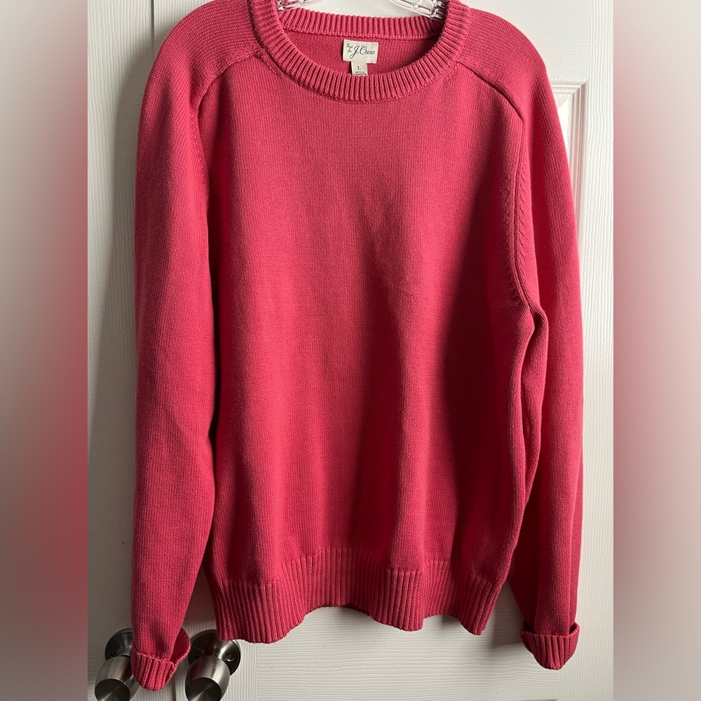 J.Crew Knit for J.Crew Dark Pink Crewneck Pullover Sweater Mens Large